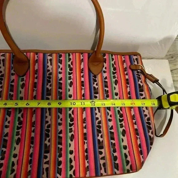 Serape & Animal Print Tote Shoulder Bag Overnight,Beach and Carryout Purse - Picture 6 of 11